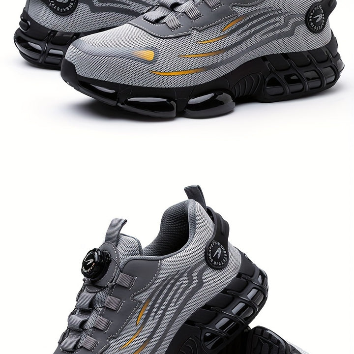 Unisex Professional Steel Toe & Puncture Proof Work Boots, Comfy Non Slip Cushioned Shock Absorption Safety Shoes, Men's Outdoor Footwear