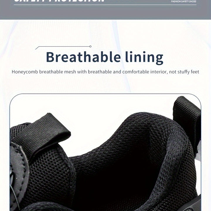 Unisex Professional Steel Toe & Puncture Proof Work Boots, Comfy Non Slip Cushioned Shock Absorption Safety Shoes, Men's Outdoor Footwear
