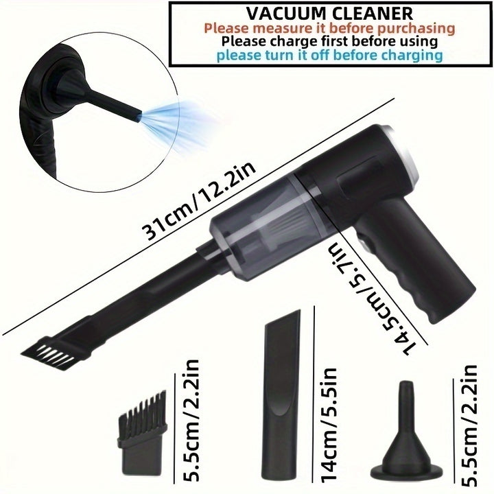 Black, 2-in-1 Rechargeable Handheld Vacuum Cleaner - Powerful Suction, Lightweight, Portable, Can Be Charged with Lithium Battery - Includes Dusting Brush Attachment, Floor Brush and Cleaning Tools, Suitable for Car and Home