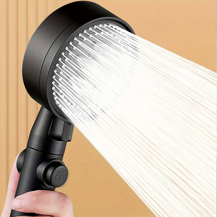 1pc Pressurized Handheld Shower Head, 5 Modes Adjustable Water Output Shower Head, Bathroom Shower Nozzle, Shower Sprinkler, Bathroom Hardware, Bathroom Accessories, Enjoy A Luxurious Bathing Experience