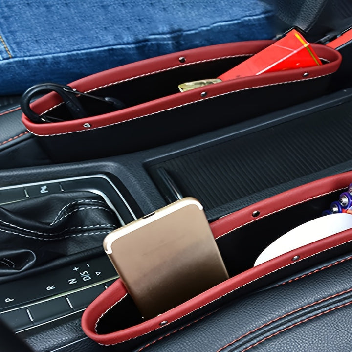 1pc Black Car Organizer Storage Bag PU Leather Material