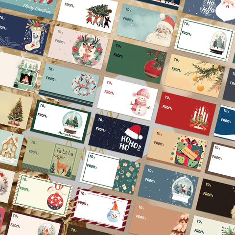 60pcs Christmas Greeting Card Style Stickers Creative Aesthetic Sticker Pack, Suitable for Pasting Mobile Phone Journal Luggage Laptop Water Cup And More, Christmas Gift, Advent Calendar Gift