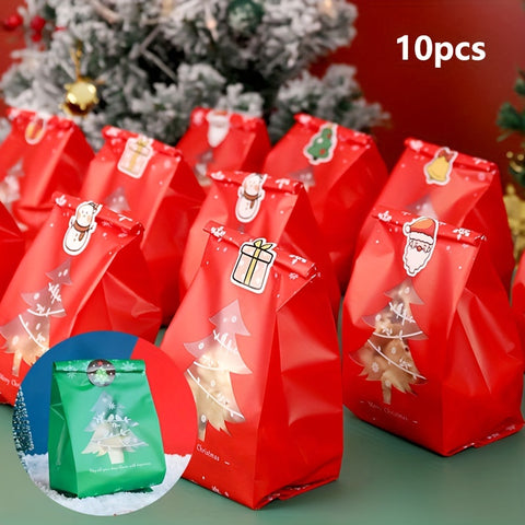 10 Mixed Christmas Surprise Gift Packaging Bags Holiday Party Souvenir Gift Bags