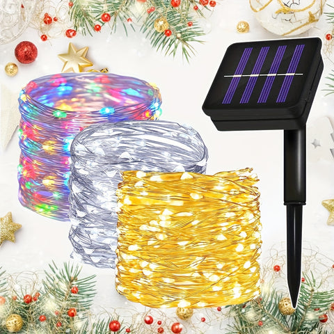 Solar String Lights, 8 Modes Copper Wire Twinkle Lights For Patio Tree Garden Christmas Wedding Party Decoration, For Home, Bedroom, Party, Festival