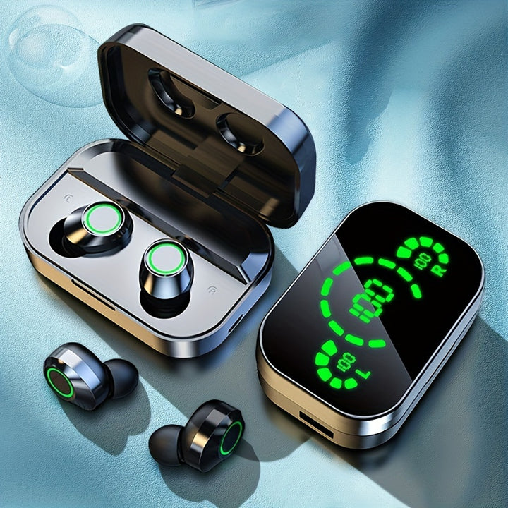 TWS Wireless Earphones with Digital Display: HiFi HD Stereo, In-Ear, Voice-Cancelling, Wireless, and USB Charging