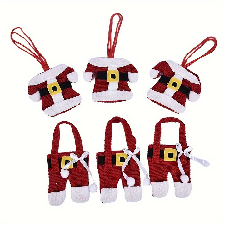 6pcs, Santa Claus Set Christmas Tableware Holder, Silverware Bag Ornament, Christmas Decoration, Table Decoration, Home Decoration, Kitchen Decoration