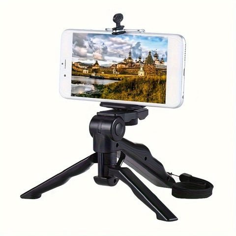 Adjustable Mini Tripod Stand for Camera & Phone, ABS Material, Multi-directional Rotating Bracket, Desk Broadcasting Support, Digital Gift Accessory
