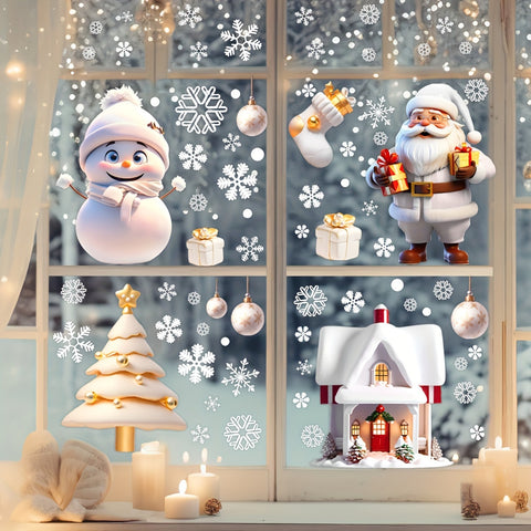 [ Hot Sale ] 113 Christmas Window Decals Collection - Colorful Santa Claus And Holiday-Themed Glass Decorative Stickers, Ideal for Celebrations And Home Decor, Simple to Apply And Remove, Reusable, Sturdy Outdoor Wall Decor