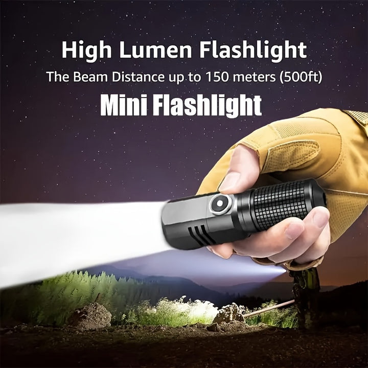Mini Flashlight Rechargeable, High Lumens Tactical Flashlight, Super Bright Small LED Flash Light- Zoomable, Adjustable Brightness, Long Lasting for Camping, Outdoors And Home Emergency, Can Be Turned Off with One Click, 3 Mo