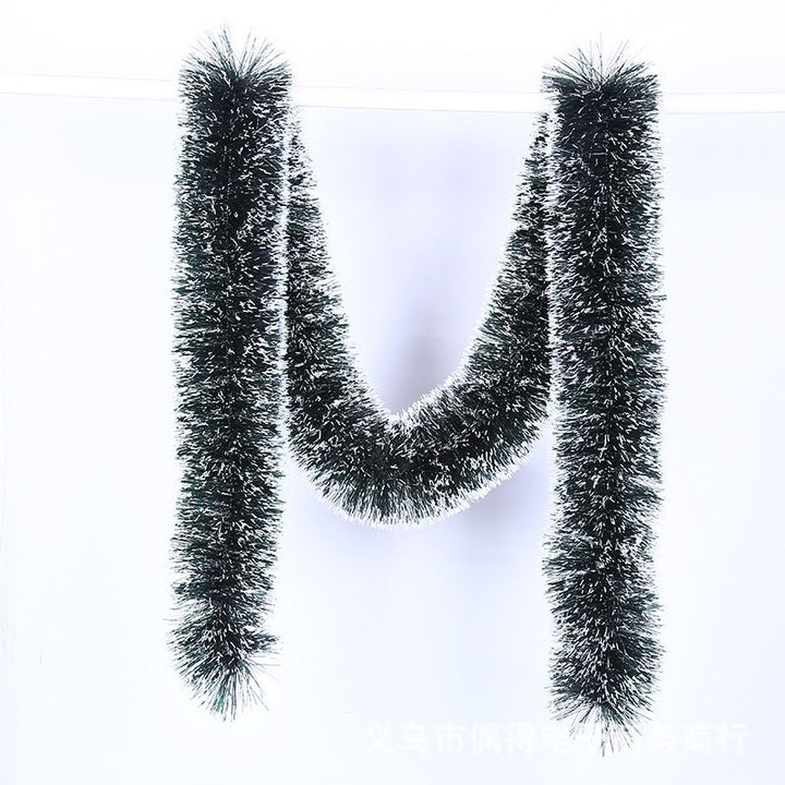 6.56ft Christmas Rattan, Dark Green And White Edge Christmas Decoration Strips, Wedding Celebration Holiday Decoration Snowflakes, 3.54inch Diameter
