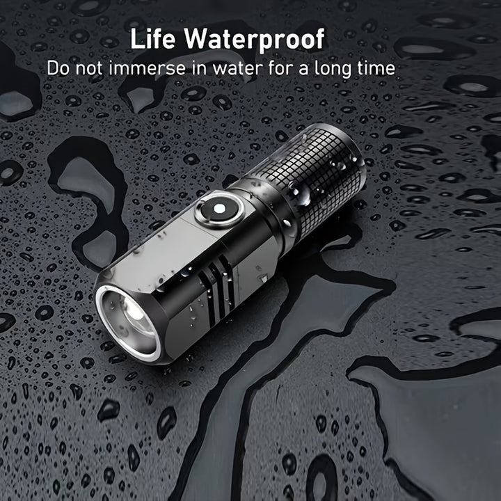 Mini Flashlight Rechargeable, High Lumens Tactical Flashlight, Super Bright Small LED Flash Light- Zoomable, Adjustable Brightness, Long Lasting for Camping, Outdoors And Home Emergency, Can Be Turned Off with One Click, 3 Mo