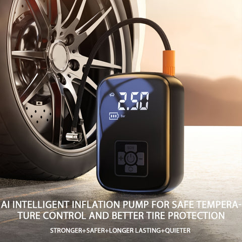 1pc Portable Wireless Car Air Compressor, Portable Air Pump With LED Light, Suitable For Tire Inflation And Car/Bike/Motorcycle/Ball