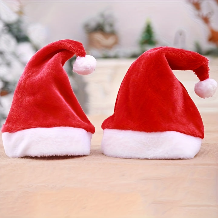 Christmas Hat, Santa Hat Holiday for Adults Unisex Velvet Comfort Extra Thicken Fur Xmas Hat for New Year Festive Party