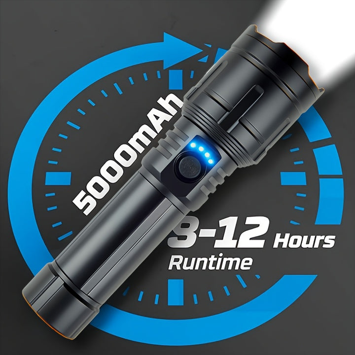 Outdoor Portable Flashlight with Ignition Function - Rechargeable Battery Power Bank Function, Long Battery Life - Aluminum Alloy Material, Suitable for Emergencies, Camping, Hiking | Bright And Durable Outdoor Life-saving Fl