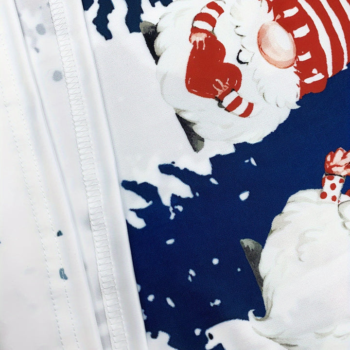 [Customer Favorite] Men's Festive Christmas Santa Print Shirt - Casual Pullover with Zip Detail, Polyester Blend, Machine Washable - Perfect for Spring/Fall