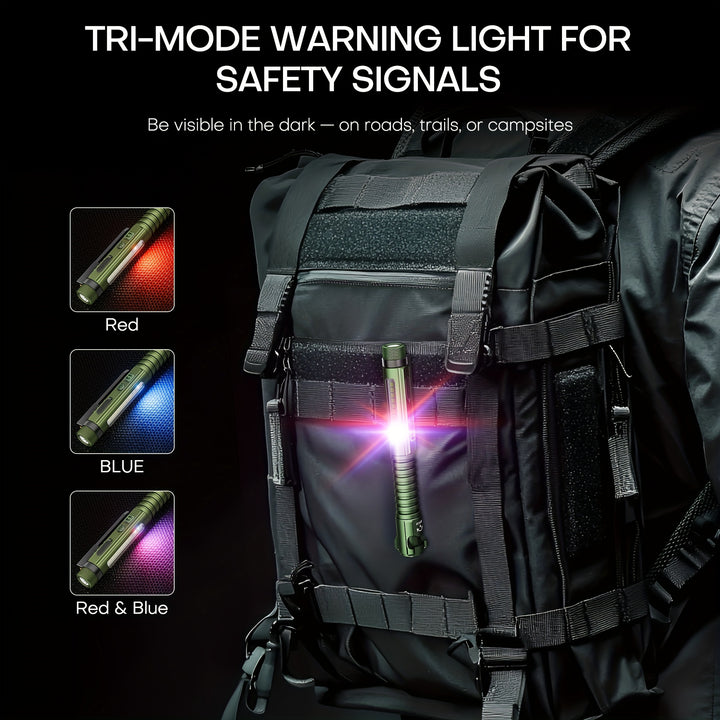 Red Ray Penlight EDC 600LUMEN Rechargeable Portable Flashlight, Ultra-bright Flashlight with Side Light, UV Function, Magnetic Clip And Base, Hidden Bottle Opener, Window Breaker, Suitable for Home, Camping, And Emergency Sit