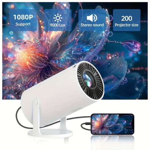 AMX-100 Mini Projector 4K 3000 Lumens, 1080P HD Support, 100 ANSI Lumen, Portable Home Theater with 180° Adjustable Projection, Table Mount, Button Control, USB Connectivity, 16:9 Aspect Ratio, 3D Ready, European Plug, 220-2