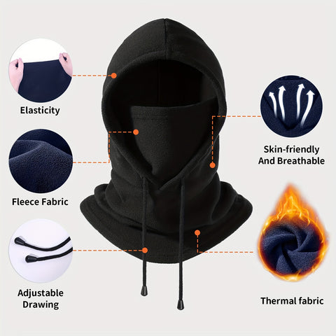 1pc Unisex Ski Mask, Balaclava Windproof Face Cover, Full Winter Sports Hood, Breathable Knit Fabric, Casual Style, Polyester, Ideal for Sports & Christmas Gifts