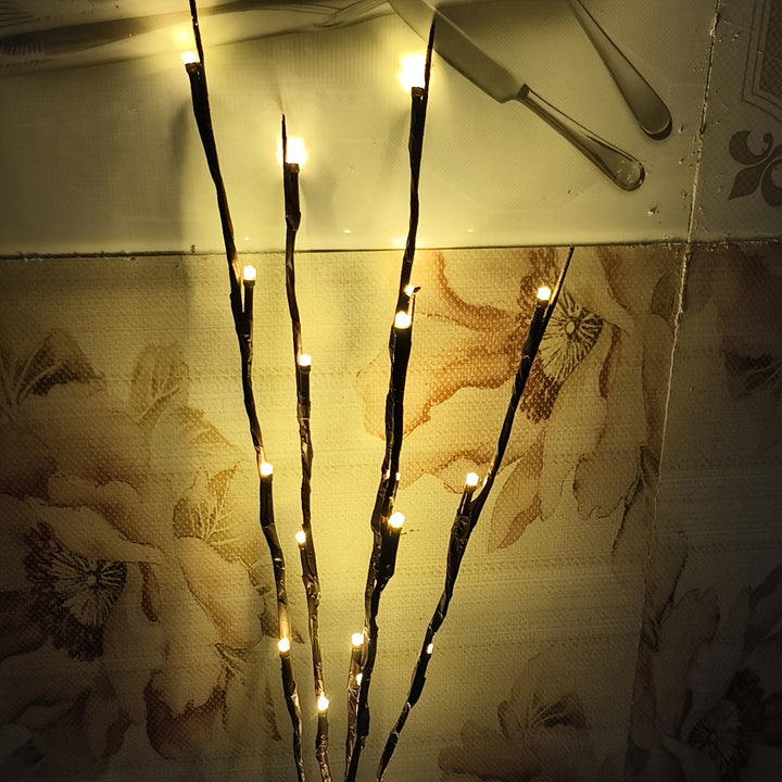 1pc 20 LED Branch Lights - Indoor Decoration Lighting - Fairy Lights With Branch Design (No Batteries, Please Bring Your Own 2 AA Batteries) For Party Eid Al-Adha Mubarak Dormitory Decor, Halloween Decor, Christmas Decor, Hol