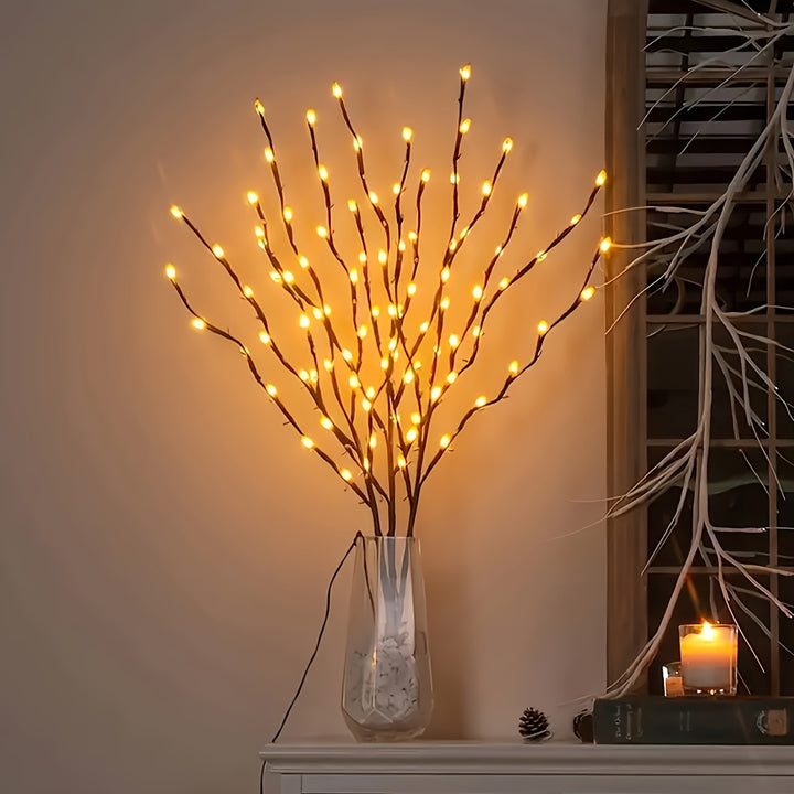 1pc 20 LED Branch Lights - Indoor Decoration Lighting - Fairy Lights With Branch Design (No Batteries, Please Bring Your Own 2 AA Batteries) For Party Eid Al-Adha Mubarak Dormitory Decor, Halloween Decor, Christmas Decor, Hol