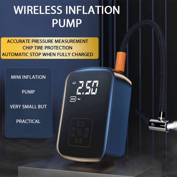 1pc Portable Wireless Car Air Compressor, Portable Air Pump With LED Light, Suitable For Tire Inflation And Car/Bike/Motorcycle/Ball