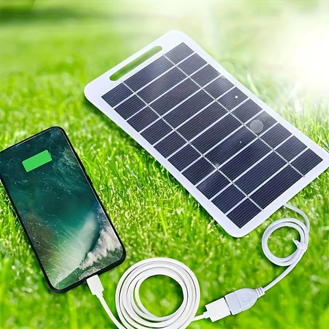 Portable Solar Charger USB, Outdoor Travel Solar Panel Power Supply, Solar Powered Charging Adapter for Camping, Hiking, 0-5W Output, Male to Male USB Connector, Travel Charger Without Battery And Operating Voltage ≤36V