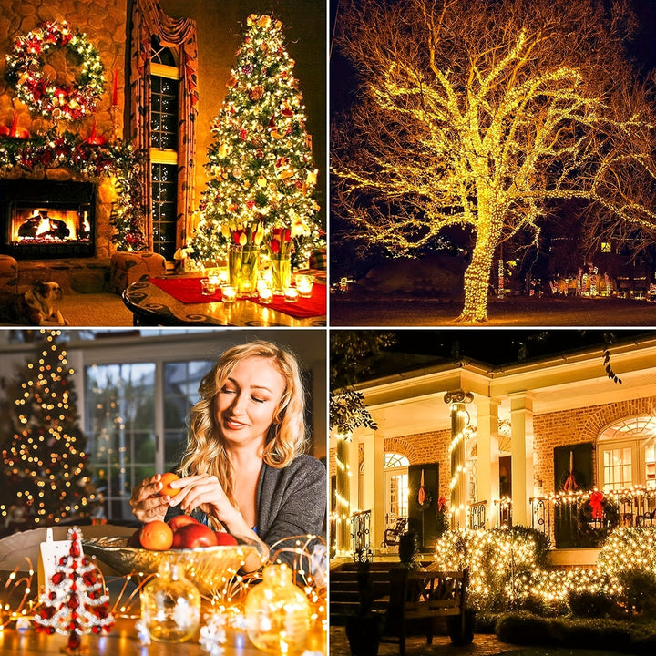 Solar String Lights, 8 Modes Copper Wire Twinkle Lights For Patio Tree Garden Christmas Wedding Party Decoration, For Home, Bedroom, Party, Festival