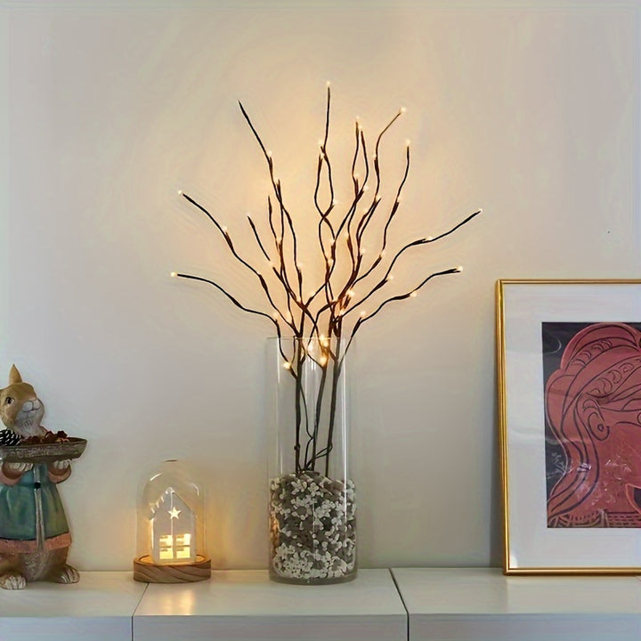 1pc 20 LED Branch Lights - Indoor Decoration Lighting - Fairy Lights With Branch Design (No Batteries, Please Bring Your Own 2 AA Batteries) For Party Eid Al-Adha Mubarak Dormitory Decor, Halloween Decor, Christmas Decor, Hol