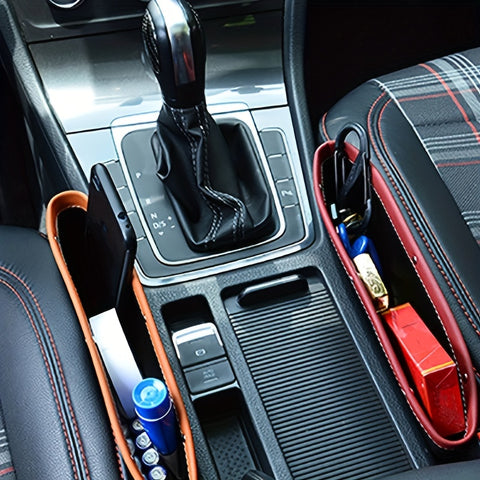 1pc Black Car Organizer Storage Bag PU Leather Material