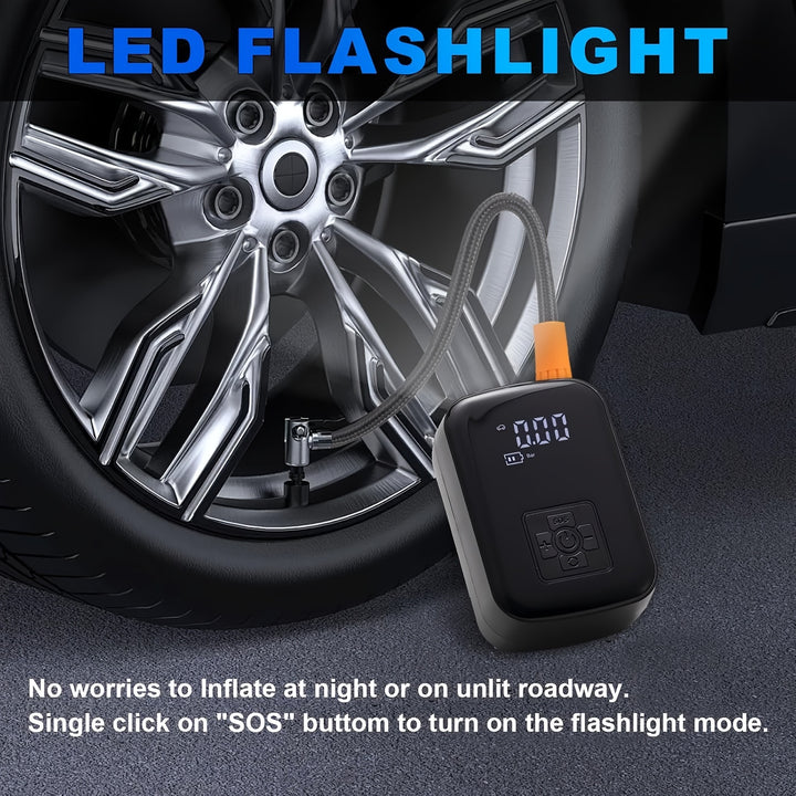 1pc Portable Wireless Car Air Compressor, Portable Air Pump With LED Light, Suitable For Tire Inflation And Car/Bike/Motorcycle/Ball