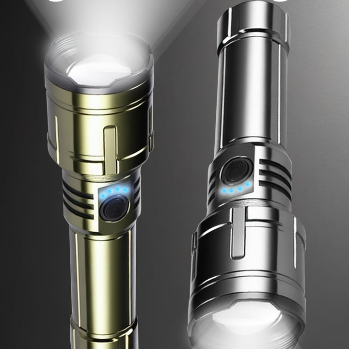 Outdoor Portable Flashlight with Ignition Function - Rechargeable Battery Power Bank Function, Long Battery Life - Aluminum Alloy Material, Suitable for Emergencies, Camping, Hiking | Bright And Durable Outdoor Life-saving Fl