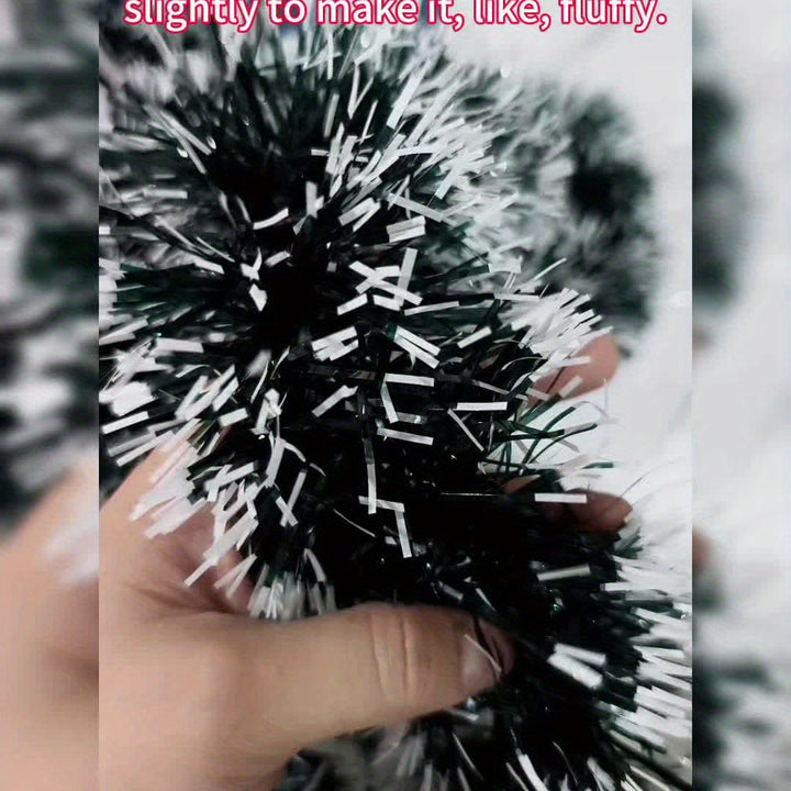 6.56ft Christmas Rattan, Dark Green And White Edge Christmas Decoration Strips, Wedding Celebration Holiday Decoration Snowflakes, 3.54inch Diameter