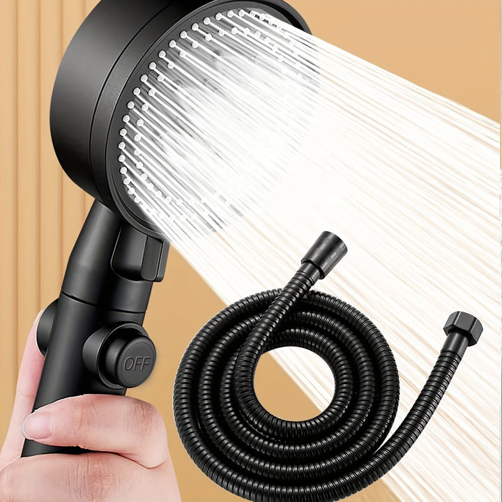 1pc Pressurized Handheld Shower Head, 5 Modes Adjustable Water Output Shower Head, Bathroom Shower Nozzle, Shower Sprinkler, Bathroom Hardware, Bathroom Accessories, Enjoy A Luxurious Bathing Experience