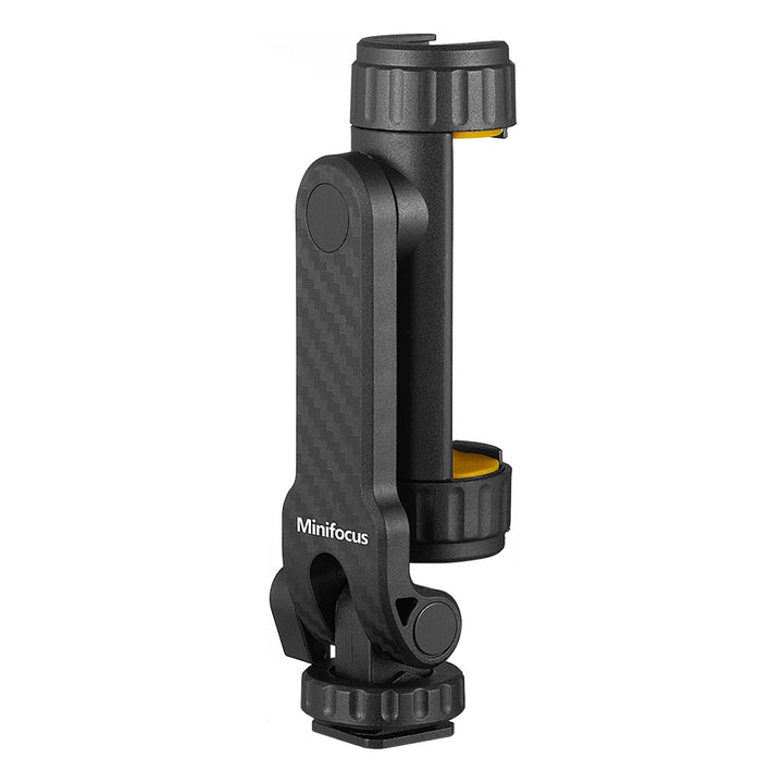 Camera Hot Shoe Phone Holder Mount Clamp Clip w 2 Cold Shoe 1/4'' Tripod Adapter Stand Mic Fill Light for Smartphone TikTok Vlog