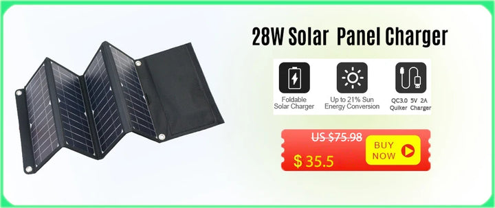 30W Solar Panel With USB Waterproof Outdoor Hiking And Camping Portable Battery Mobile Phone Charging Bank Charging Panel