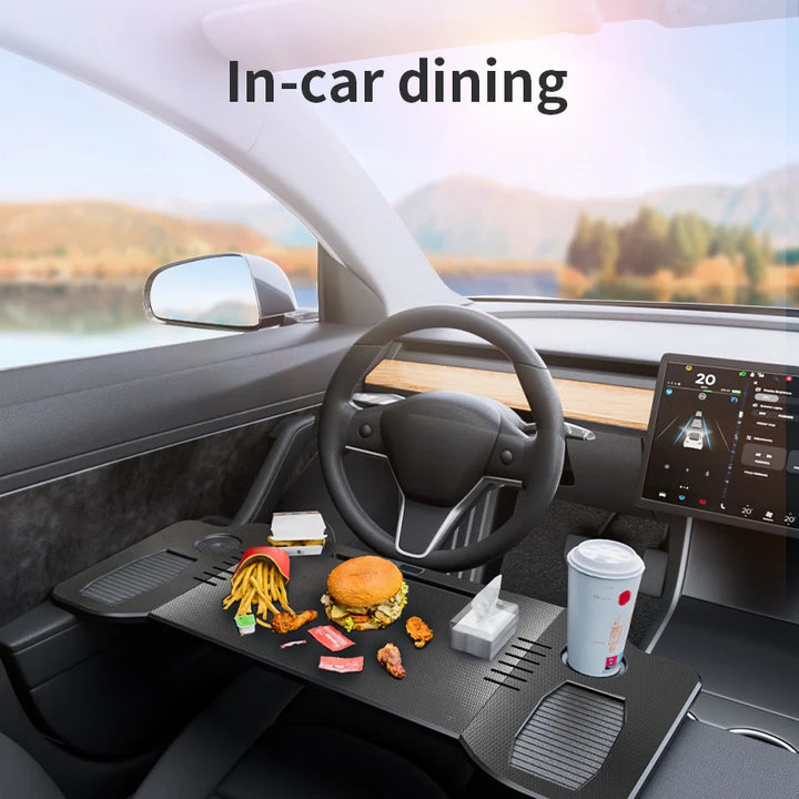 Desk Design for Tesla Model 3 / Y 2024 Car Steering Wheel Laptop Tray Food Desk Portable Office Table for Tesla