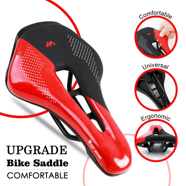 WEST BIKING Bicycle Saddle Seat Road Mountain Bike Cushion For Men Women PU Leather Shockproof Racing Saddle MTB Cycling Saddles