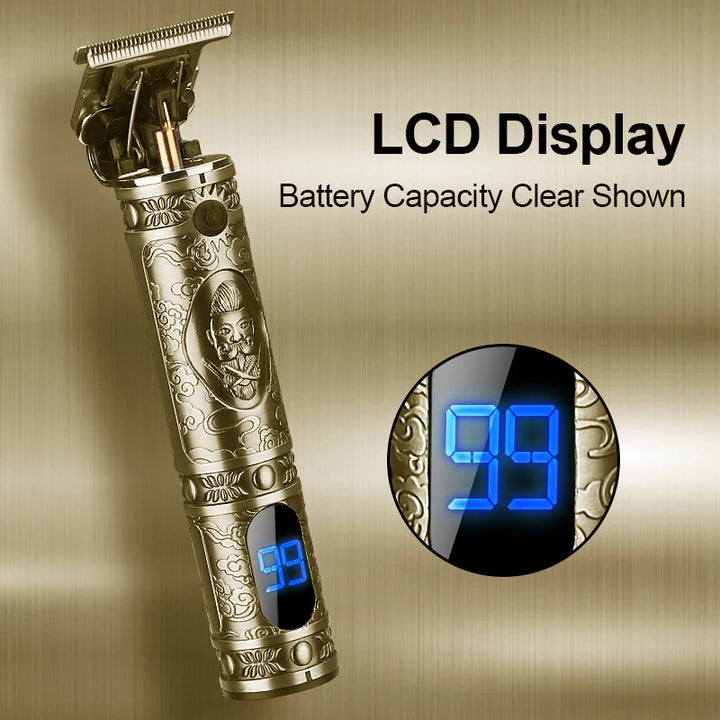 Rechargeable Haircut Barber Hair Clipper Trimmer Electric Beard LCD Display Hair Cutting Machine Men Baldheaded T-blade Trimmer