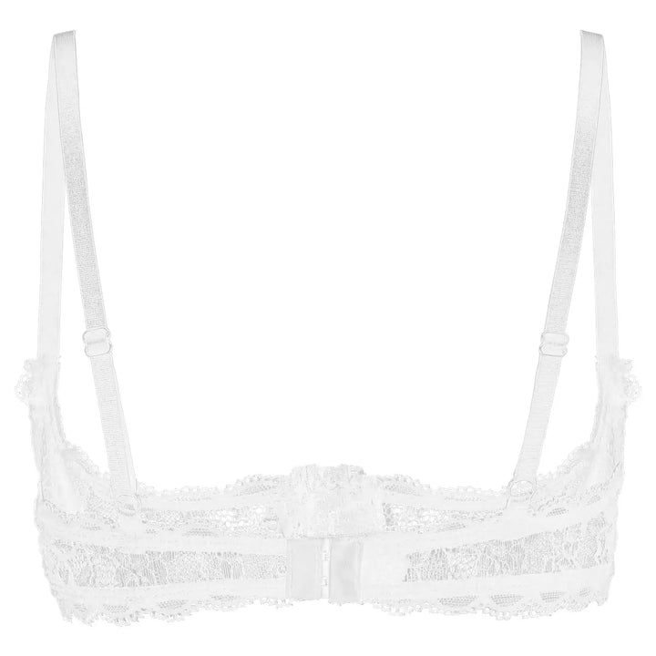 Women's Sheer Lace Lingerie Sexy Half Cup Bare Exposed Breast Underwire Push Up Bra Tops Adjustable Straps Unlined Brassiere