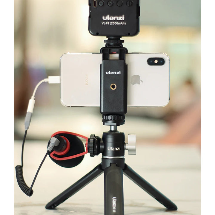 Ulanzi U-Vlog lite Mini Tripod with 360° Ball Head & Cold Shoe Selfie Stick Tabletop Tripod for Camera iPhone Android Phone DSLR