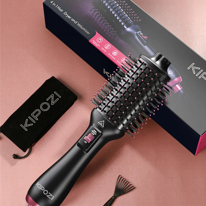 KIPOZI Hot Air Brush 4 in 1 Hot Air Comb Reduces Frizz Static Electricity Hair Dryer Blow Dryer Brush Create Voluminous Curls
