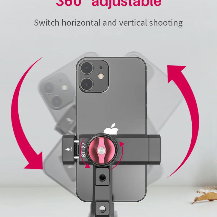 Ulanzi ST-27 Metal Phone Holder Clamp With Cold Shoe Arca 360°Rotatable tripod Mount Clip for TikTok Vlog Photography