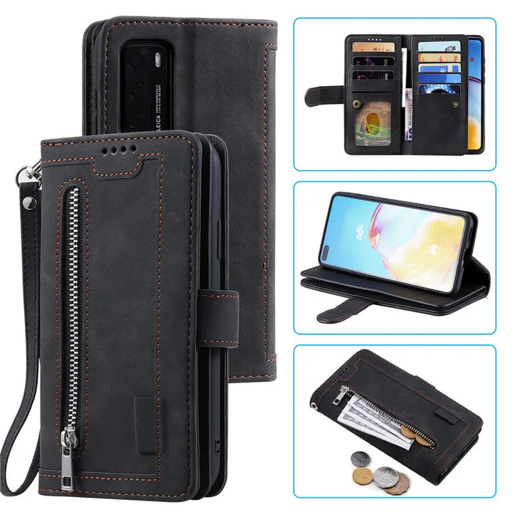 For Poco F6 X6 F5 X5 M4 X4 M3 M6 Pro 5G Multi 9-Card Case For Xiaomi Poco C65 F6 M5S F4 F3 X3 NFC X4 GT Leather Zip Wallet Cover
