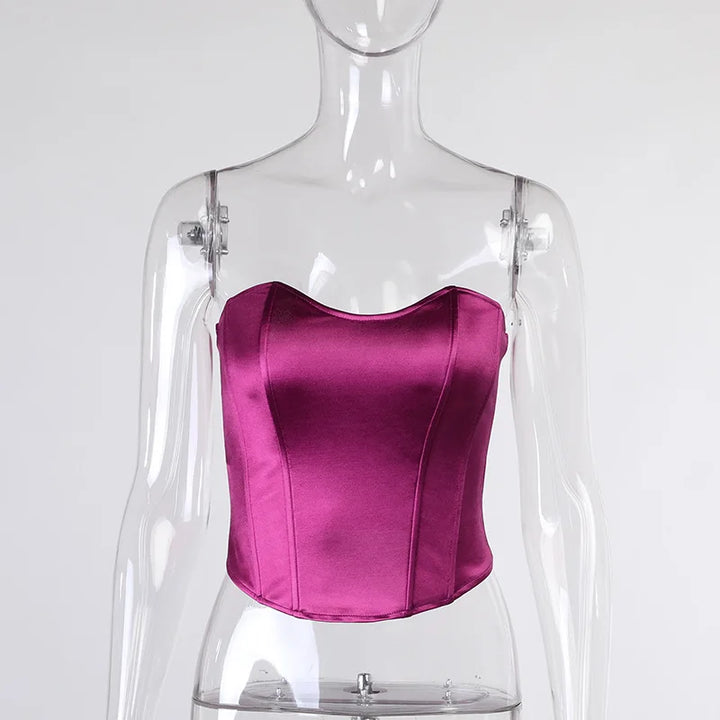 Sexy Women Tube Tops Solid Sleeveless Slim Skinny Corset Cropped Top 2022 Summer Casual Elegant Female Strapless Vest