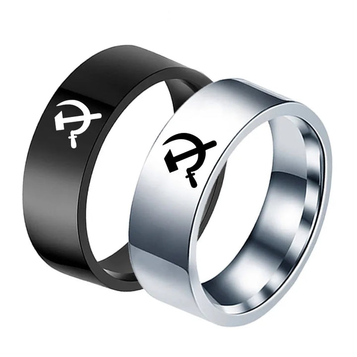MOREDEAR 2020 Fashion Jewelry Hammer and Sickle Ring Titanium Steel Rings 8mm Men's Ring Cocktail Ring for Anniversary Gift