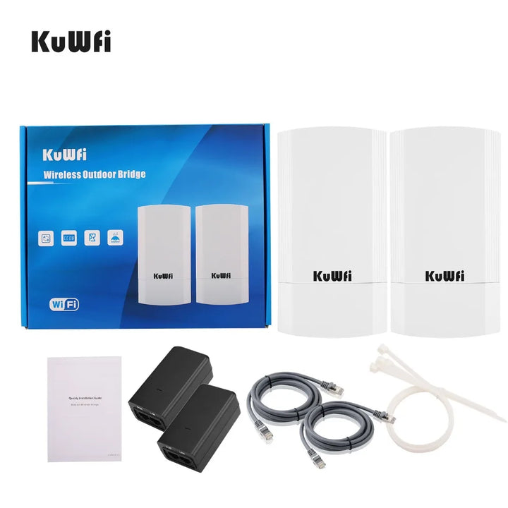 KuWFi 5.8G 900Mbps CPE Bridge Outdoor Waterproof Wireless WiFi Bridge AP Repeater Router PTP Up to 1-3KM with WAN LAN 24V POE