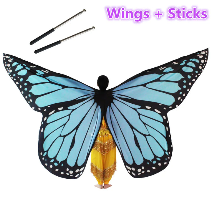 Belly Dance Butterfly Wings Kids Performance Stage Wear Women Dancer Clothes Adult Bellydance Costume Wings Cosplay Moveable