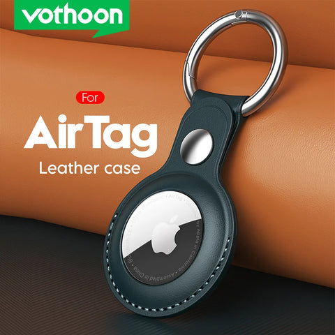 Vothoon PU Leather Case for Apple Airtag Protective Case Cover for Apple Locator Tracker Anti lost Device Keychain