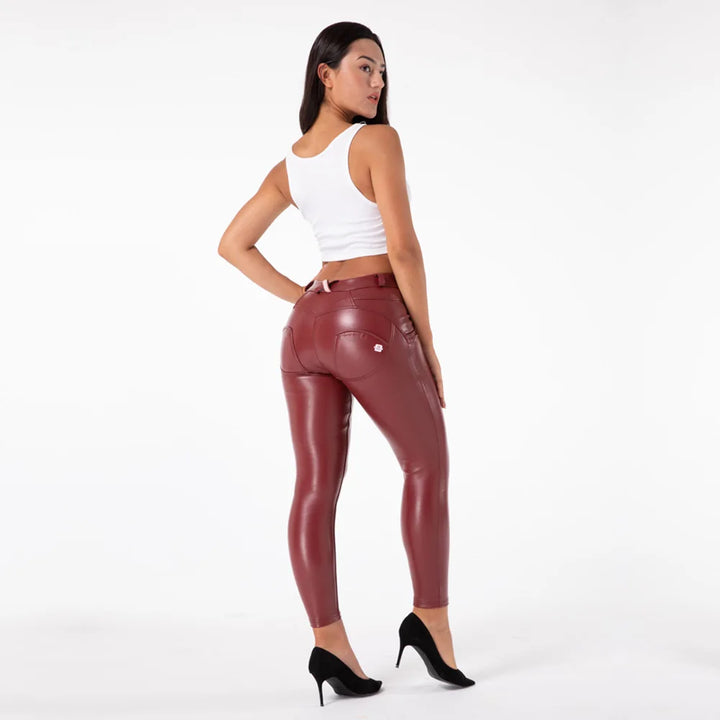 Shascullfites Melody Straight Trousers Patent Leather Leggings Red Pants Streetwear Women's Leather Pants Autumn Casual