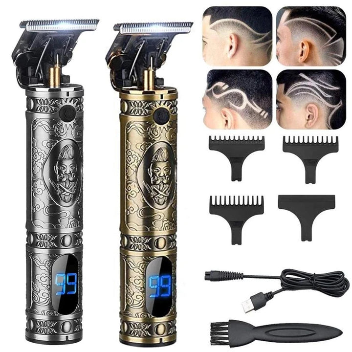 Rechargeable Haircut Barber Hair Clipper Trimmer Electric Beard LCD Display Hair Cutting Machine Men Baldheaded T-blade Trimmer